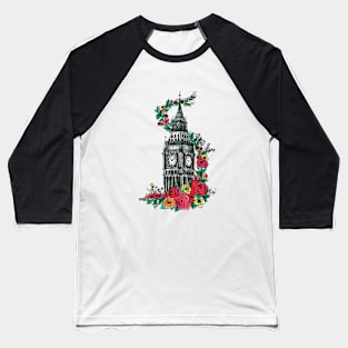 Big Ben London clock tower - Floral Baseball T-Shirt